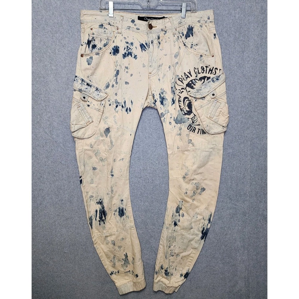 Play Cloths Cargo Pants Denim‎ Jeans Mens Size 36 Paint Splatter Streetwear